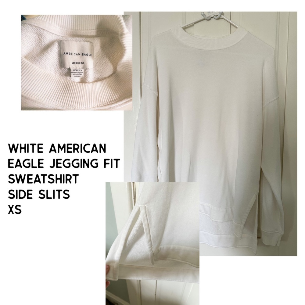 American Eagle White Jegging Fit Side Split High-Low Sweatshirt size XS
